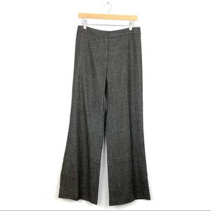Agnona Italian Wool Gray Pinstripe Wide Leg Flare High Rise Flat Palazzo Pants